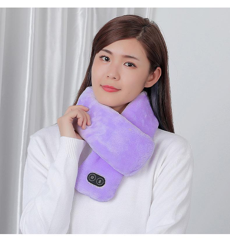 Smart Heated Scarf with Vibration Massage for Men & Women - Winter Neck Warmer, Solid Color