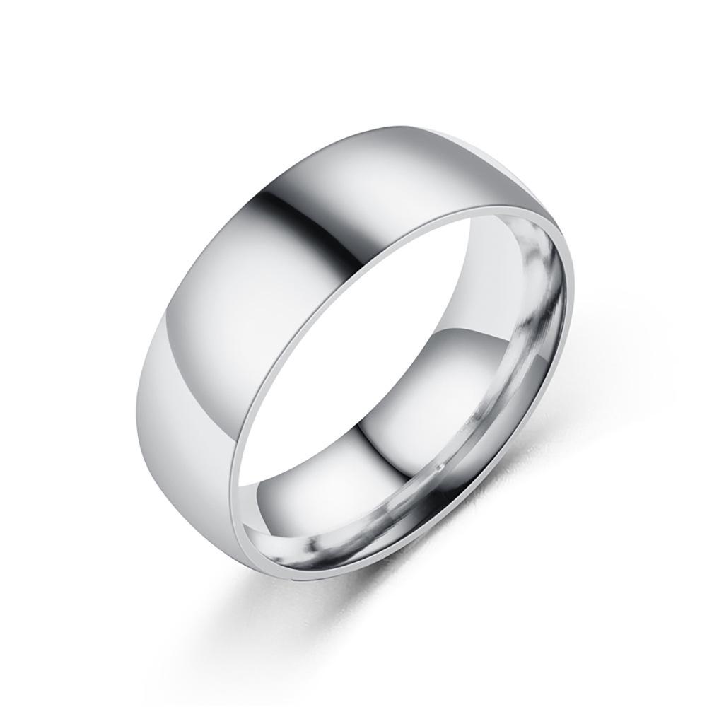 Men's 468mm Polished Titanium Steel Ring - Simple, Sweet Couple Style