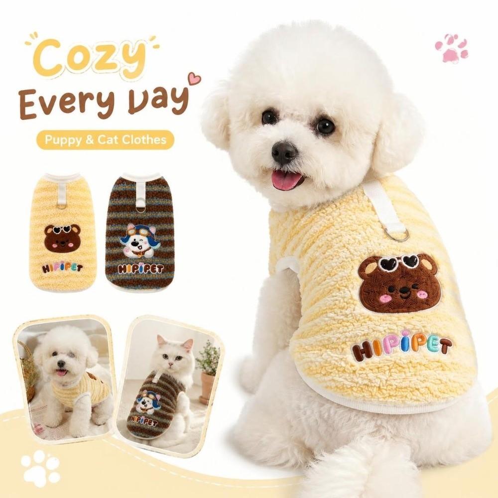 Warm Fleece Cat Clothes Washable Dog Sweater Cute Puppy Jumper Fall Winter Season