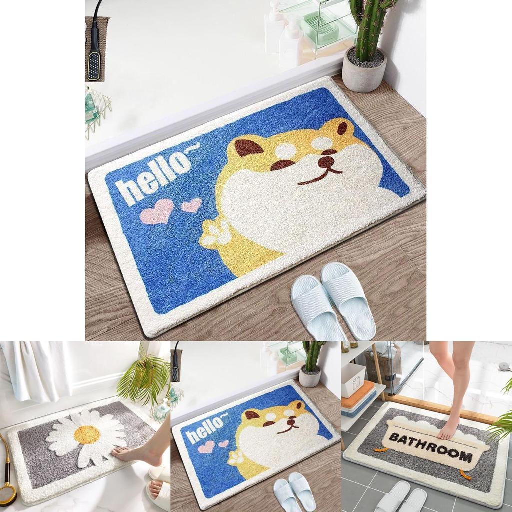 Cozy Cartoon Floor Mats Bathroom Absorbent Mat With Anti-slip Design For Doorway