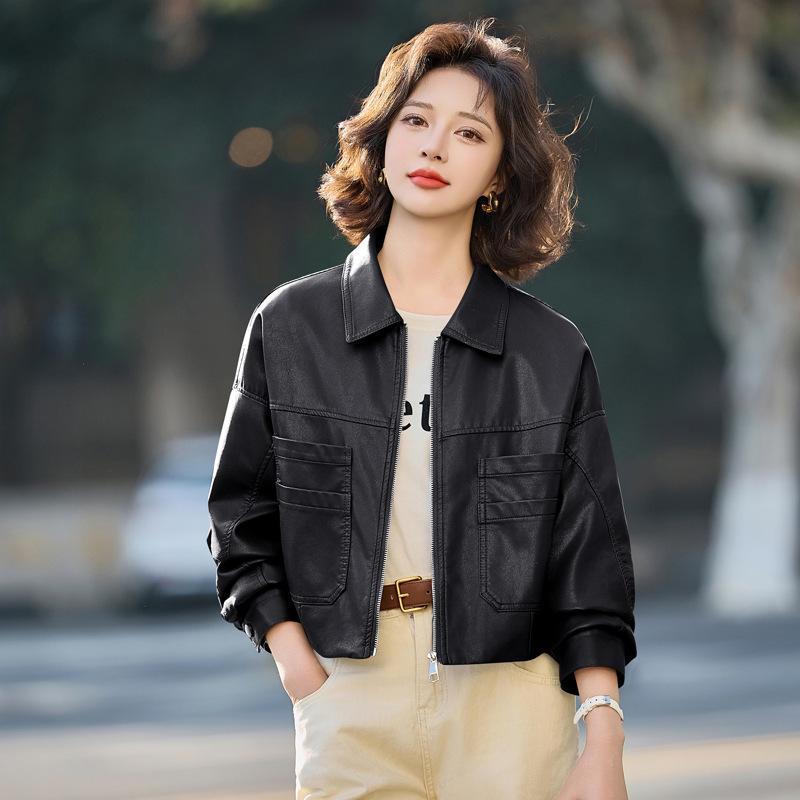 Women's Haining Genuine Leather Sheepskin Jacket, Small, Short, Plus Size, 2025 Spring/Autumn Collection