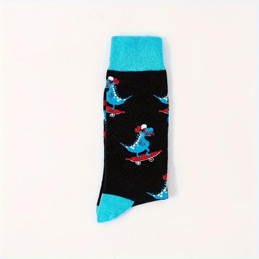 A pair of autumn and winter new skateboard dinosaur men's cotton socks mid-tube socks fashion