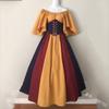 Damen schulterfrei kurzärmliges Maxikleid lockere Passform mittlere Taille Farbblock Renaissance Mittelalter Cosplay Gewand
