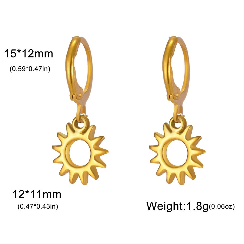 Heart Shaped Starfish Sun Pendant Hoop Earrings For Women Fashion Jewelry Gift