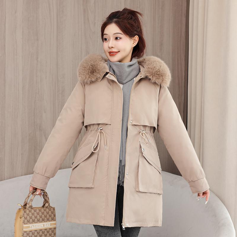 Autumn Winter Thicken Warm Parka Women Casual Sweety Solid Color Big Pocket Loose Hooded Coat Jackets Outwear