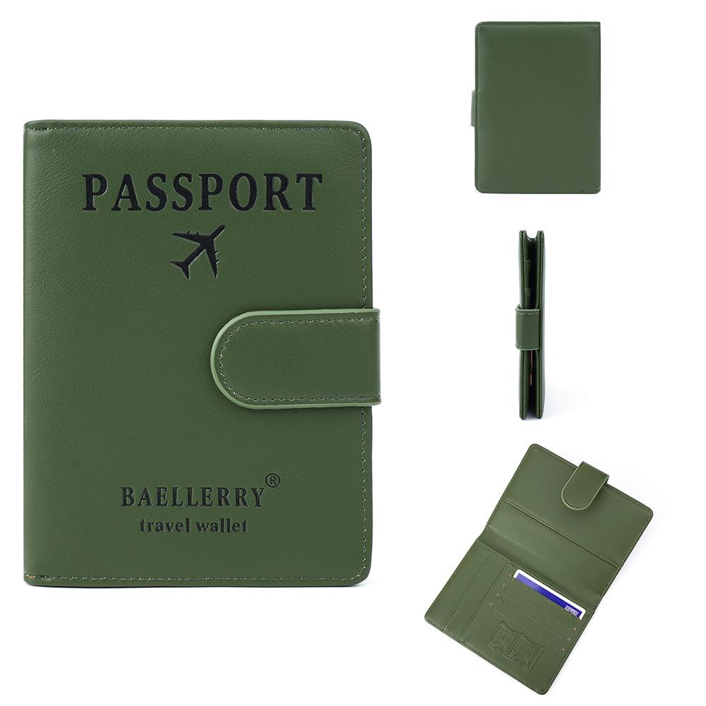 Baellerry Men and Women Pu Leather Short Purse RFID Card Holder Anti-magnetic Passport Holder Simple Snap Button Wallet