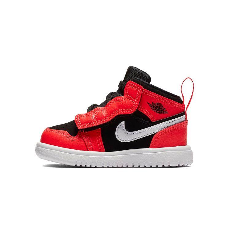 Jordan Air  1 Mid Alt Td Comfortable Lightweight Durable Mid-Top Walking Shoes Baby Shoes Black Red AR6352-061