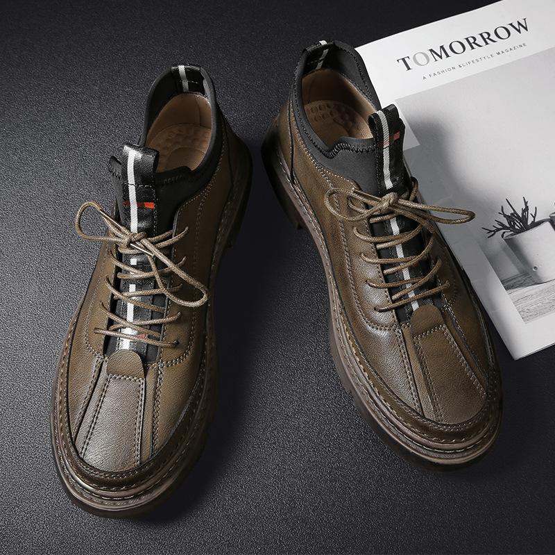 Men's Brogue Shoes Thick-soled shoes Boots Non-slip Men Casual Leather Shoes Fashion Sneakers Moccasins Male Footwear