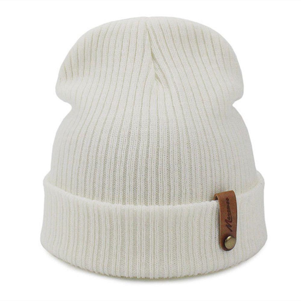 Warme einfarbige Mode-Bonnet Herbst Winter Herren Damen Strickmützen Erwachsene Wollmütze