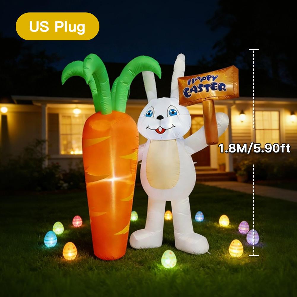 LED Waterproof Easter Light Yard Lawn Decor 1.5/1.8/2.1M Bunny/Carrot/Egg Figure Easter Universal Glowing Inflatable Decoration