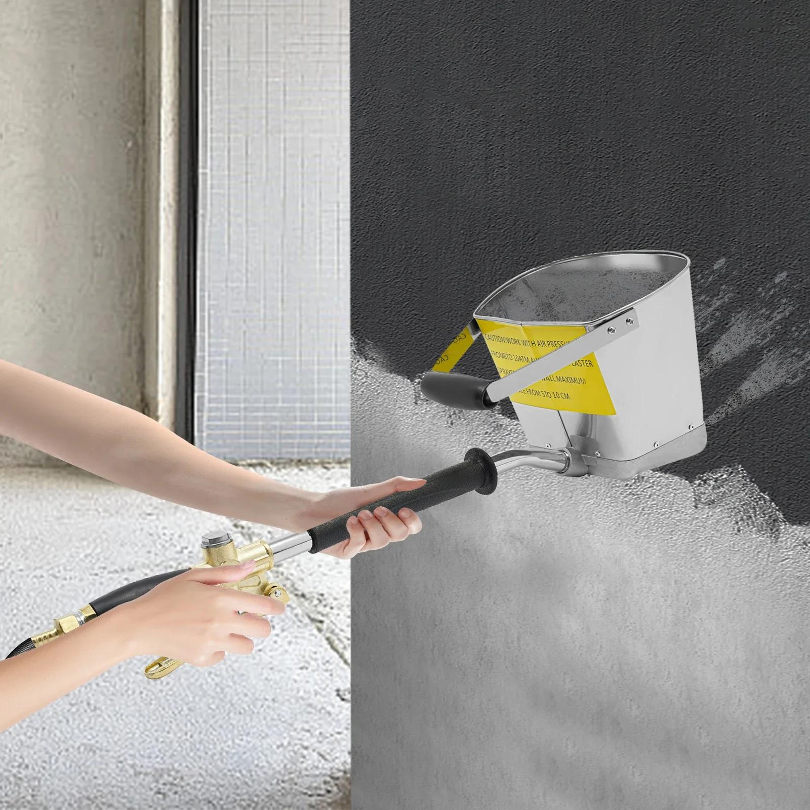 CNCEST Type 4 Jet Pneumatic Cement Mortar Sprayer for Plaster Walls, Cement Mortar Spraying Tool 8bar argento