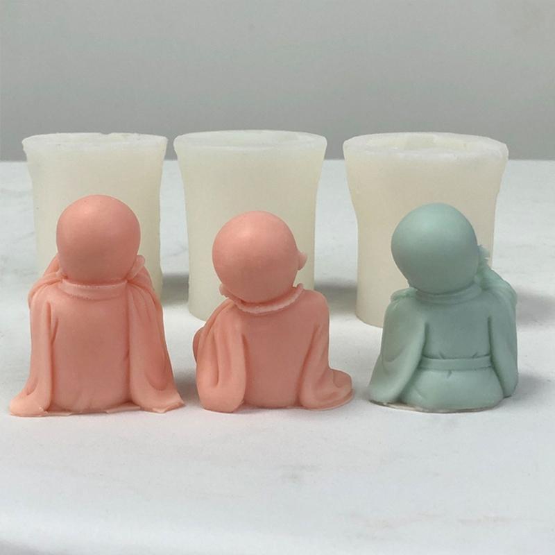 Buddhas Monk Shape Silicone Molds DIY Epoxy Resin Molds Table Ornament Mould Candle Plasters Making Tool Easy-to Clean