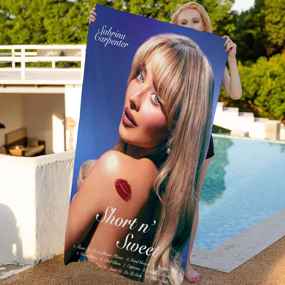 Asciugamano da Spiaggia Sabrina Carpenter Asciugamani da Bagno Colorati per Ragazza Microfibra Asciugatura Rapida Personalizzabile Senza Sabbia Spiaggia Yoga Spa Palestra Piscina
