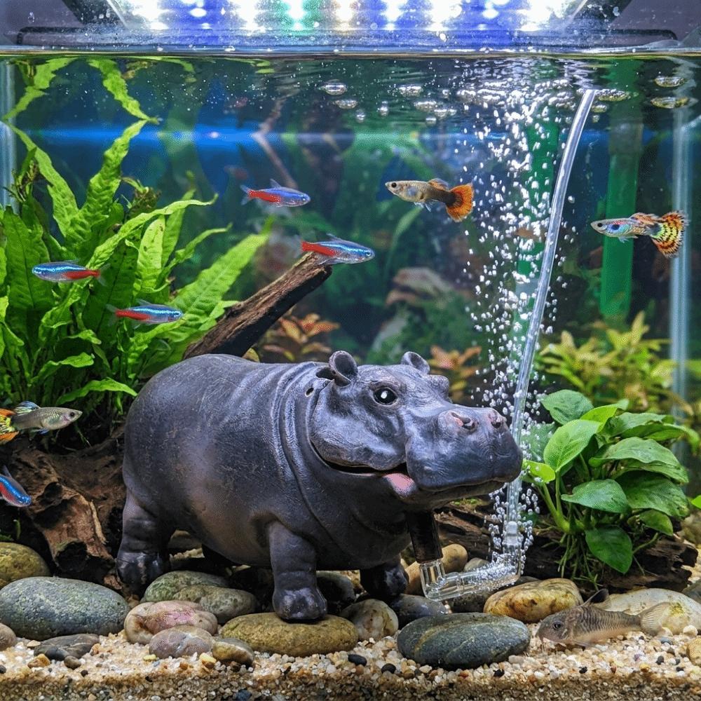 Pneumatic Hippo Oxygen Pump Efficient Realistic Aquarium Hippo Ornament Air Pump Aerator Fish Tank Filter Aquariums