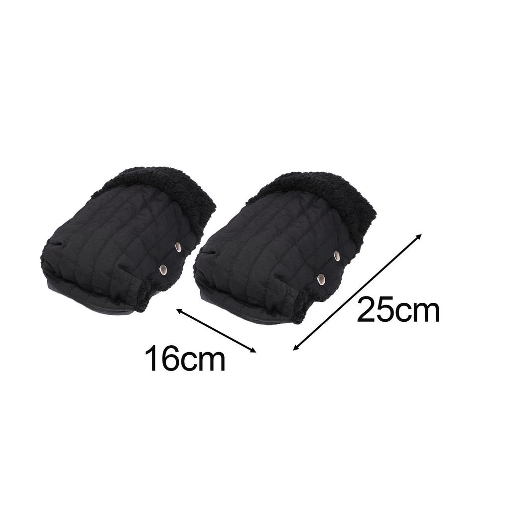 Pram Gloves for Winter Waterproof Windproof Hand Warmer Plush Lining for Baby Cart Handlebar Cover