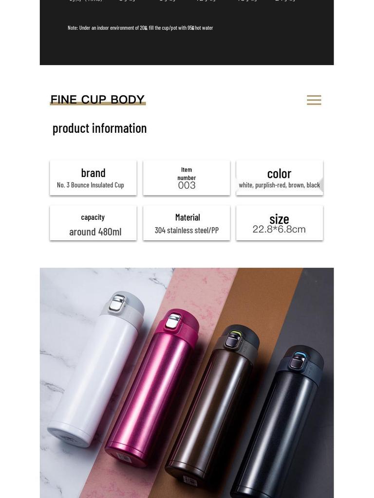 Double-Layer Vacuum Insulated 304 Stainless Steel Water Cup with Flip Lid - Portable & Thickened