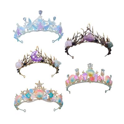 Handmade Sea Shell Star Fish Crown Headband for Ocean Themed Costume Parties and Bridal Accessories Hair Styling Crowns