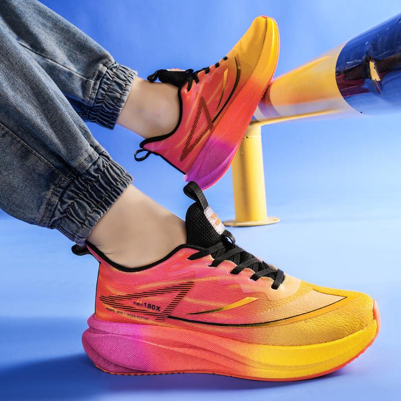 Running shoes carbon plate mesh breathable sports shoes men's soft sole shock absorption middle school entrance examination women's shoes