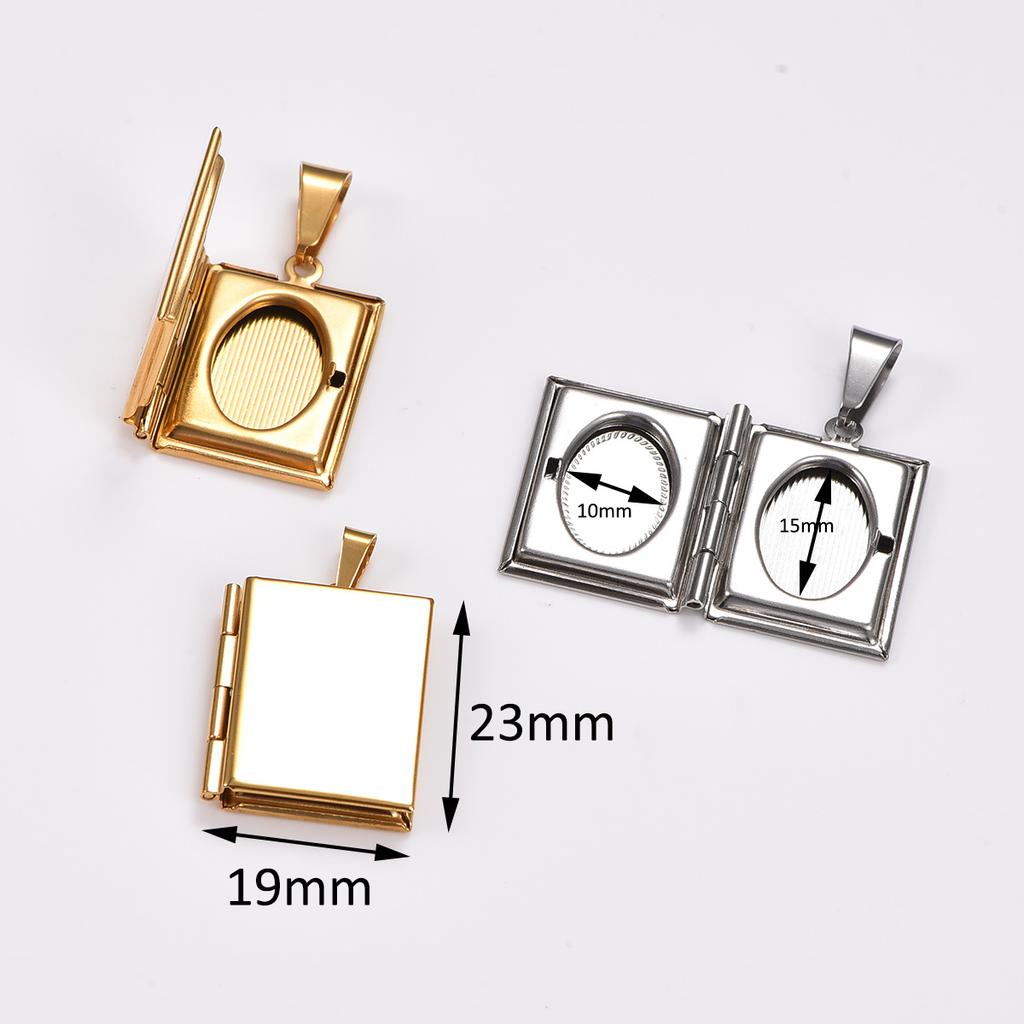 Collana con Ciondolo Medaglione Portafoto a Forma di Libro in Acciaio Inossidabile per Donne Uomini Intagliato Apribile Cornice per Foto Catena Charms Gioielli in Metallo