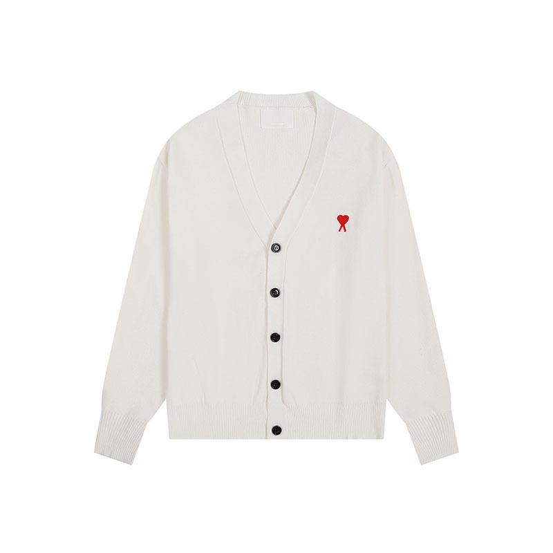 Klassischer Strick-Cardigan mit Herz-Stickerei - Unisex Lockerer Pullover