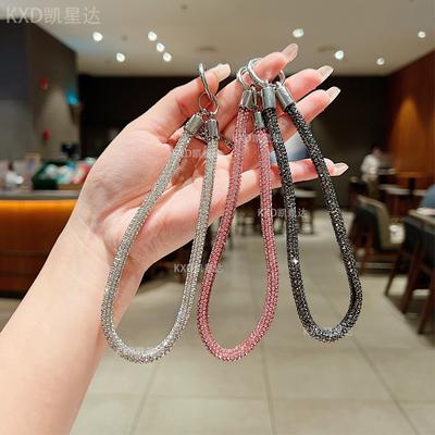 New High-End Rhinestone Double Buckle Phone Pendant Keychain Anti-Lost Goddess Luxury Full Rhinestone Lanyard Hanging Accessories