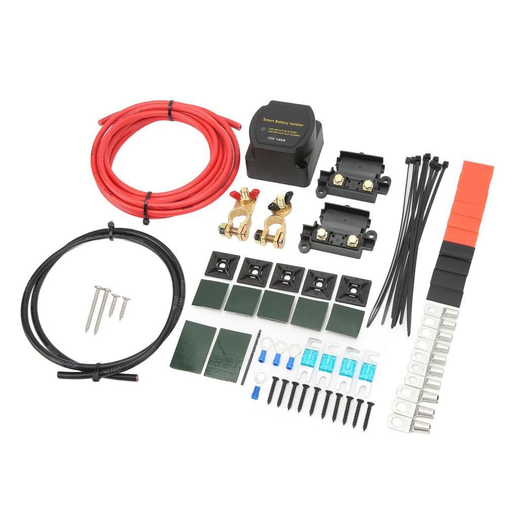 Dual Battery Isolator Kit 140 AMP 12V High Low Voltage Protection Voltage Sensitive Relay Kit for Cars RVS Trucks SUVs