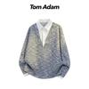 TOM ADAM Textured Fake Two-Piece Collared Hoodie