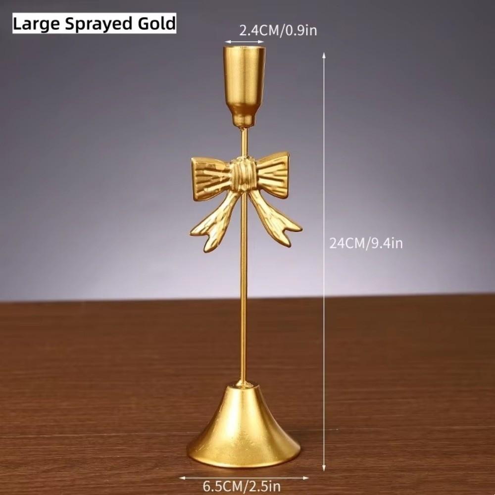 Iron Candlestick Golden Taper Candle Stands Classic Bow Candle Holder  For Wedding/Table Decor