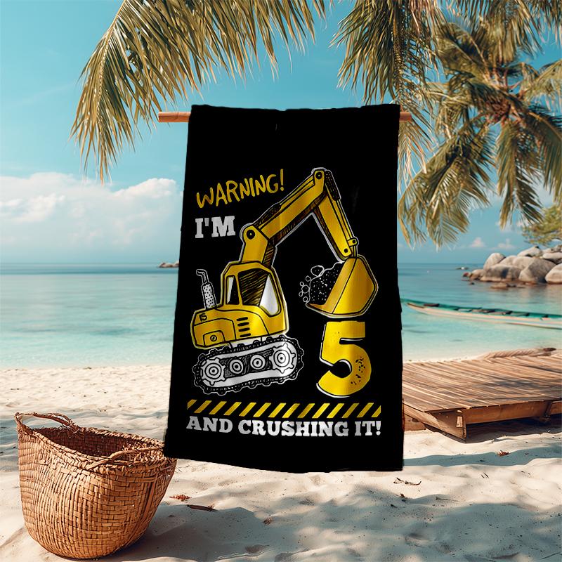 Ultra-Soft Beach Towel with Excavator Theme,Ideal for Pool - Camping, Diving - Perfect Travel Essential, Vibrant Beach Towel.