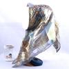Silk Square Scarf Women Floral Print Embellished Rhinestone Cutwork Woven Headwrap Lightweight Accessory Street Style