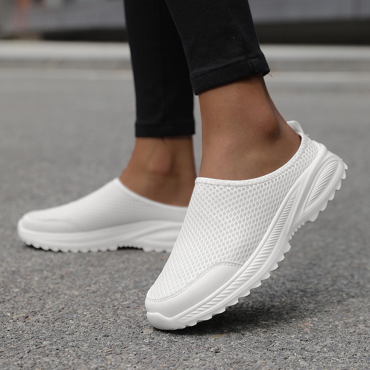 

Женские сандалии с открытой спиной, прогулочные кроссовки, летние туфли-мюли без застежек, закрытые тапочки для мужчин, большие размеры 36-46 EU: 43 белый