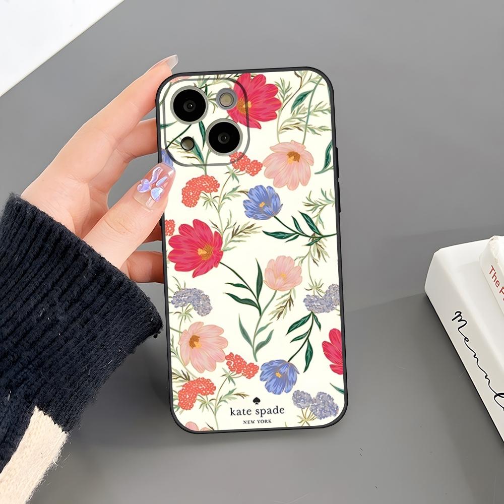 K-Kates S-Spades Flower Phone Case For Iphone 17 Pro Max 16 15 14 Pro Max 13 Mini 11 12 Xr X Xs SE Plus Back Cover