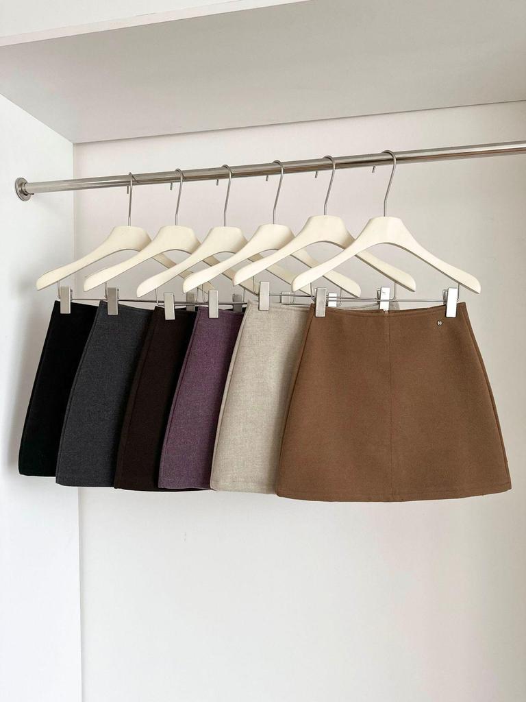 CHAO Women's High Waist Wool A-line Skirt - Autumn/Winter Slimming and Versatile Short Skirt