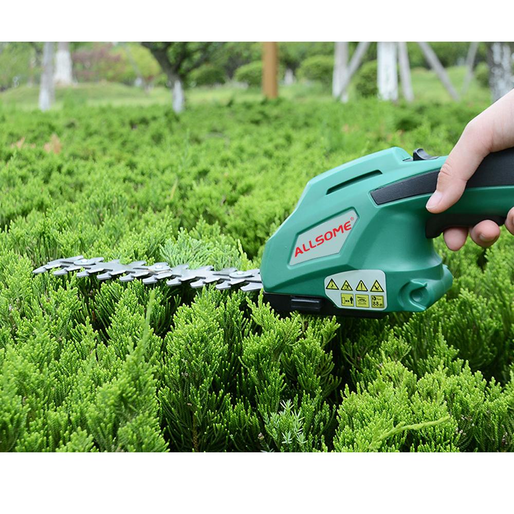 Allsome Electric Hedge Trimmer 2 In 1 7.2V Cordless Household Trimmer Rechargeable Weeding Shear Pruning Mower HT2668