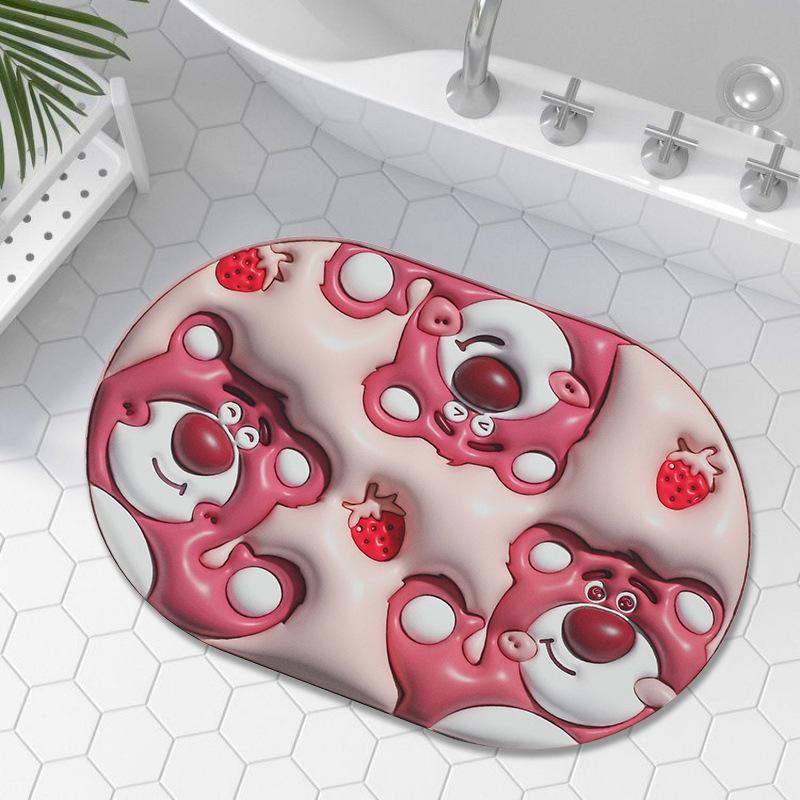 New Cartoon Smiley Face 3D Expansion Bubble Visual Stereo Drain Mat Toilet Kitchen Bathroom Non-slip Quick Dry
