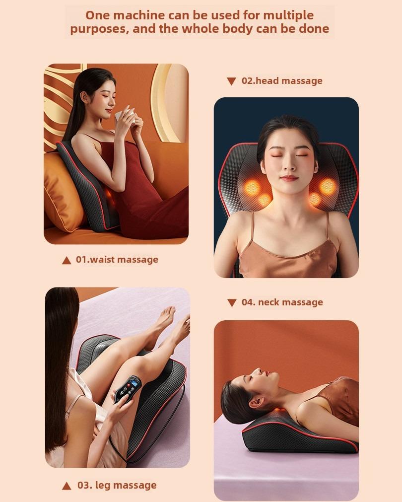 JAIYORL Massage Pillow Electric Airbag Cervical Massager Neck Waist Back Vibration Heating Shoulder Kneading With Remote Control