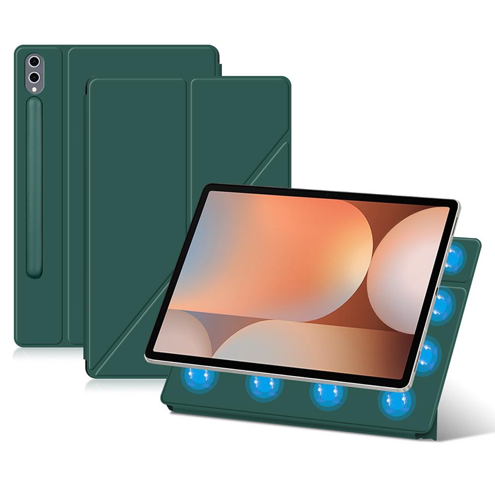 

Для Samsung Galaxy Tab S10+ Чохол Оригамі Підставка Шкіра PU Магнітна Обкладинка для Планшета Green