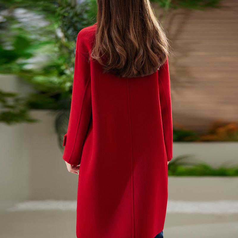 100% Wool Women Coat TIDENOVEL Autumn Wool Long Coat Handmade Pea Coat Winter Warm Wool Long Jacket Overcoat