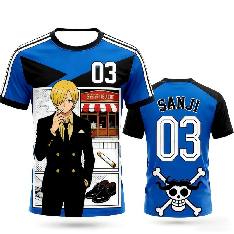 Men's One Piece Anime T-Shirt Zoro Hunter Print Boys Clothes Girls Short Sleeve Men Jersey Casual Lightweight Tops