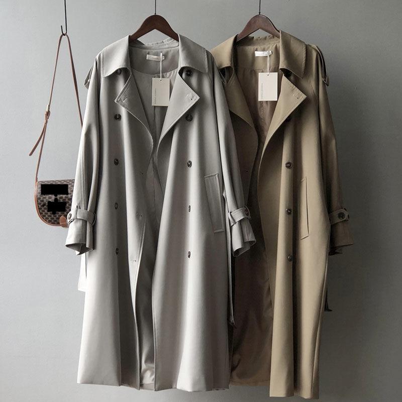 Повседневный плащ женский двубортный длинный ветровка с поясом осенняя верхняя одежда — фото 4