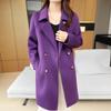 Women's Plus Size Double-Breasted Wool Overcoat with Suit Collar