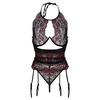 Damska seksowna haftowana bielizna Plus rozmiar fiszbiny Hollow biustonosz majtki zestaw do pończoch