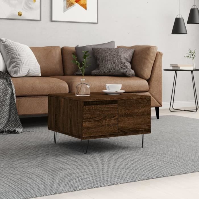 VidaXL Coffee Table Brown Oak 55x55x36.5 Cm Engineered Wood 830763
