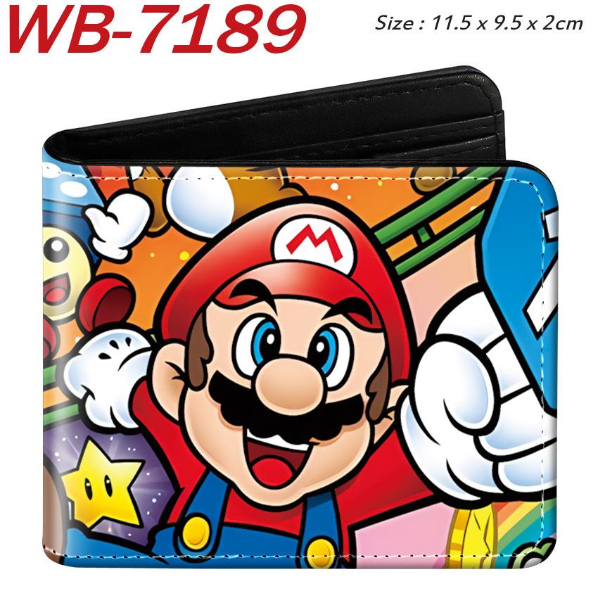 Super Mario Cartoon Full-Color Print Bi-Fold Wallet Anime Student Unisex Short Purse