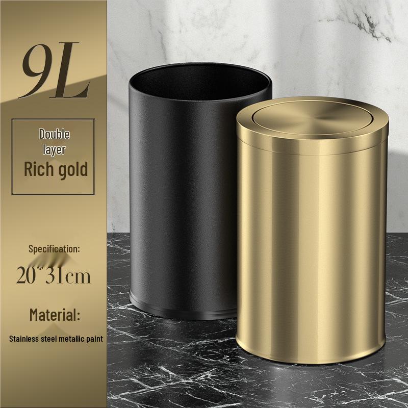 Stainless Steel Swing Lid Trash Can for Home and Kitchen, Light Luxury Design for Bathroom and Living Room.