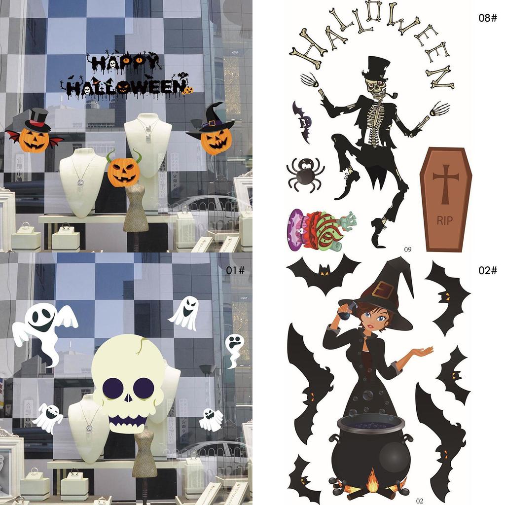 Versatile Classic Halloween Party Diy Witch Stickers Skeleton Ghost Window Wall Decals Decor