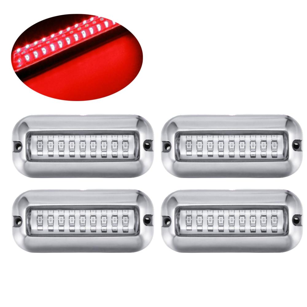 4PCS Waterproof Marine Boat Light 27LED Underwater Light Speedboat Boat Lights Navigation Lighting RVS Yacht Accessories красный