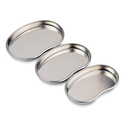 Stainless Steel Bent Tray Disinfection Set: Anti-Iodine Surgical Trays (Large, Medium, Small)