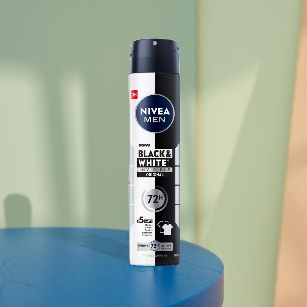 Nivea Men Black&White Original Antyperspirant Męski W Sprayu 72H 200Ml