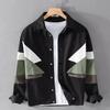 Autumn Winter Men's Color-blocked Casual Trendy Shirt Patchwork Fashion Tops Loose Blouse Man Button Long Sleeve Male Clothes